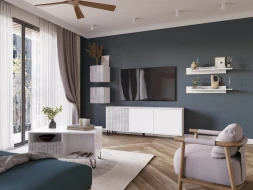 Шкаф навесной Ливерпуль, белый/бетон светлый