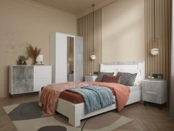 Тумба навесная Ливерпуль, белый/бетон светлый